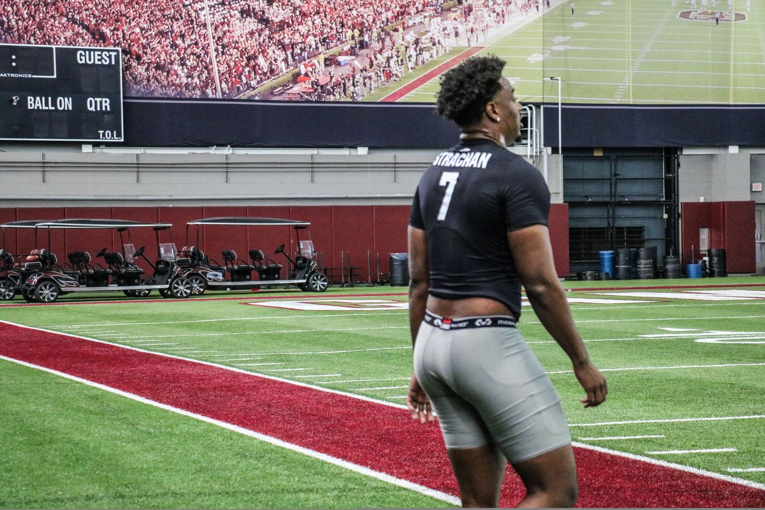 Jordan Strachan getting warmed up for athletic tests